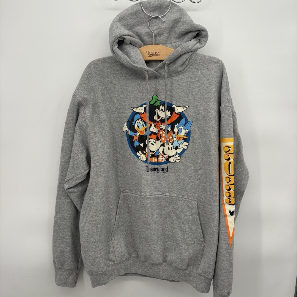 Disneyland‎ Parks 2023 Grey Hoodie Size Unisex Large Mickey Goofy Donald Duck